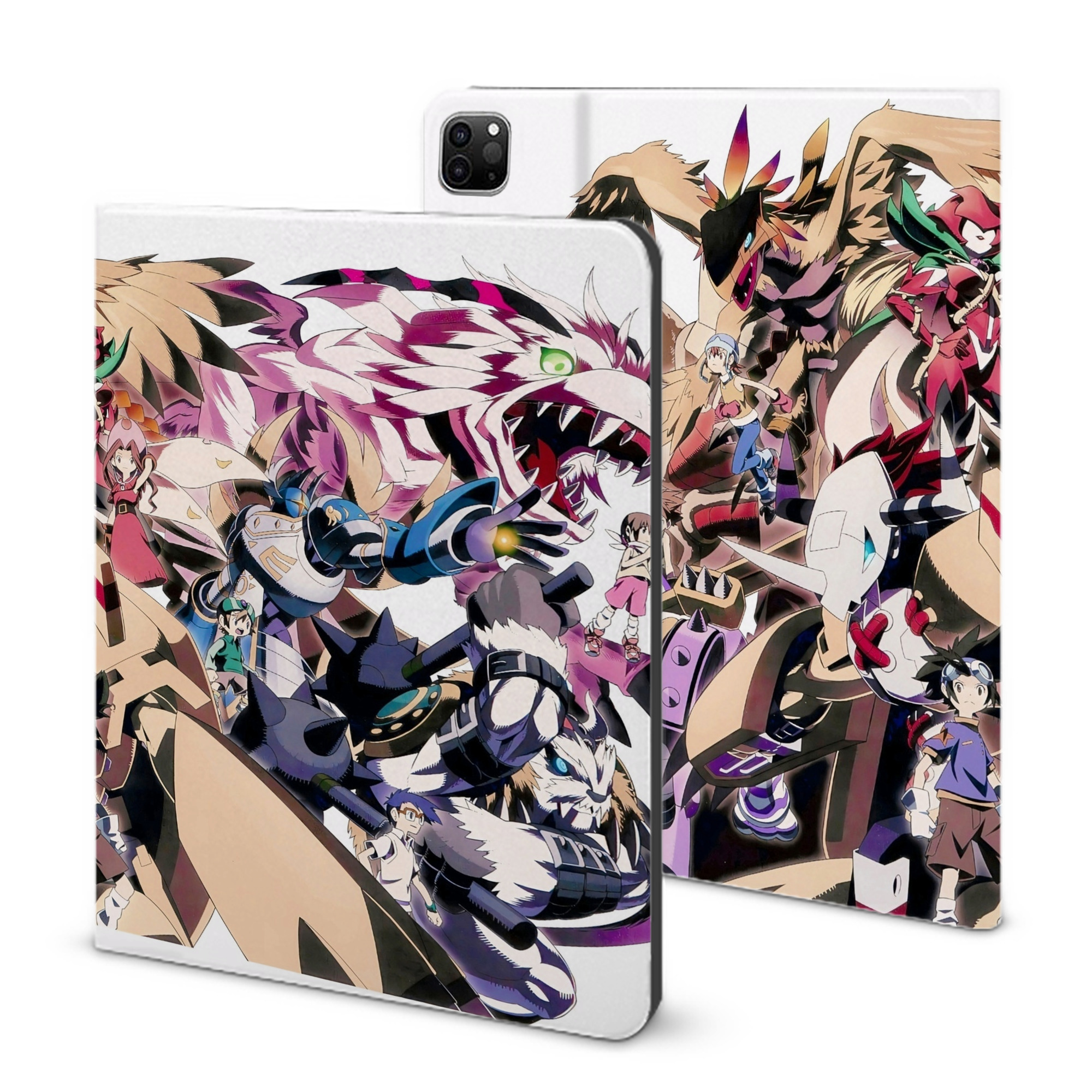 （画像用） Digimon デジタルモンスター/デジモン IPad ケース ブック型 PUレザー TPU 耐衝撃 軽量 薄型 ペン収納なし 全面保護 IPad 各モデル対応